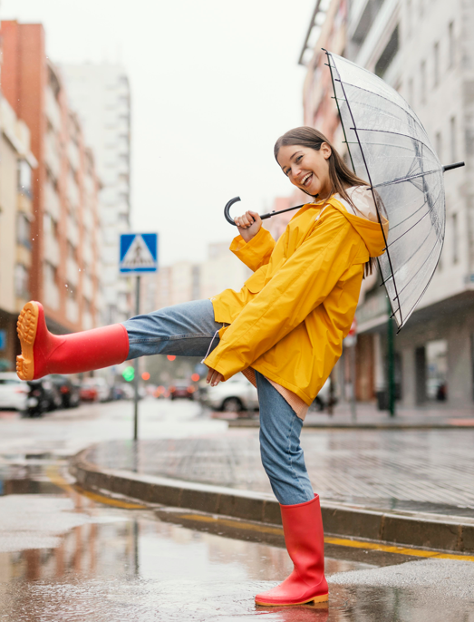 rainy day, woman with boots