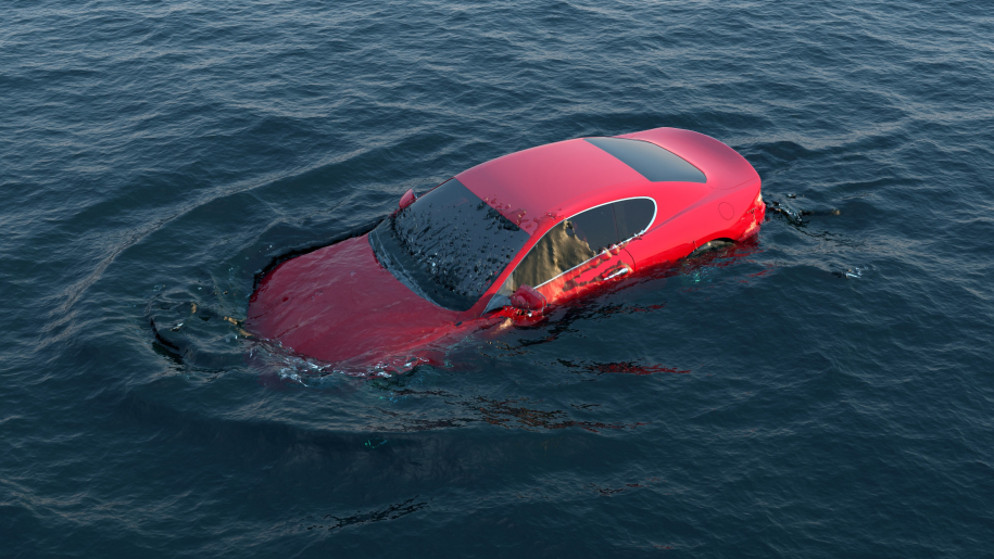 car sinking